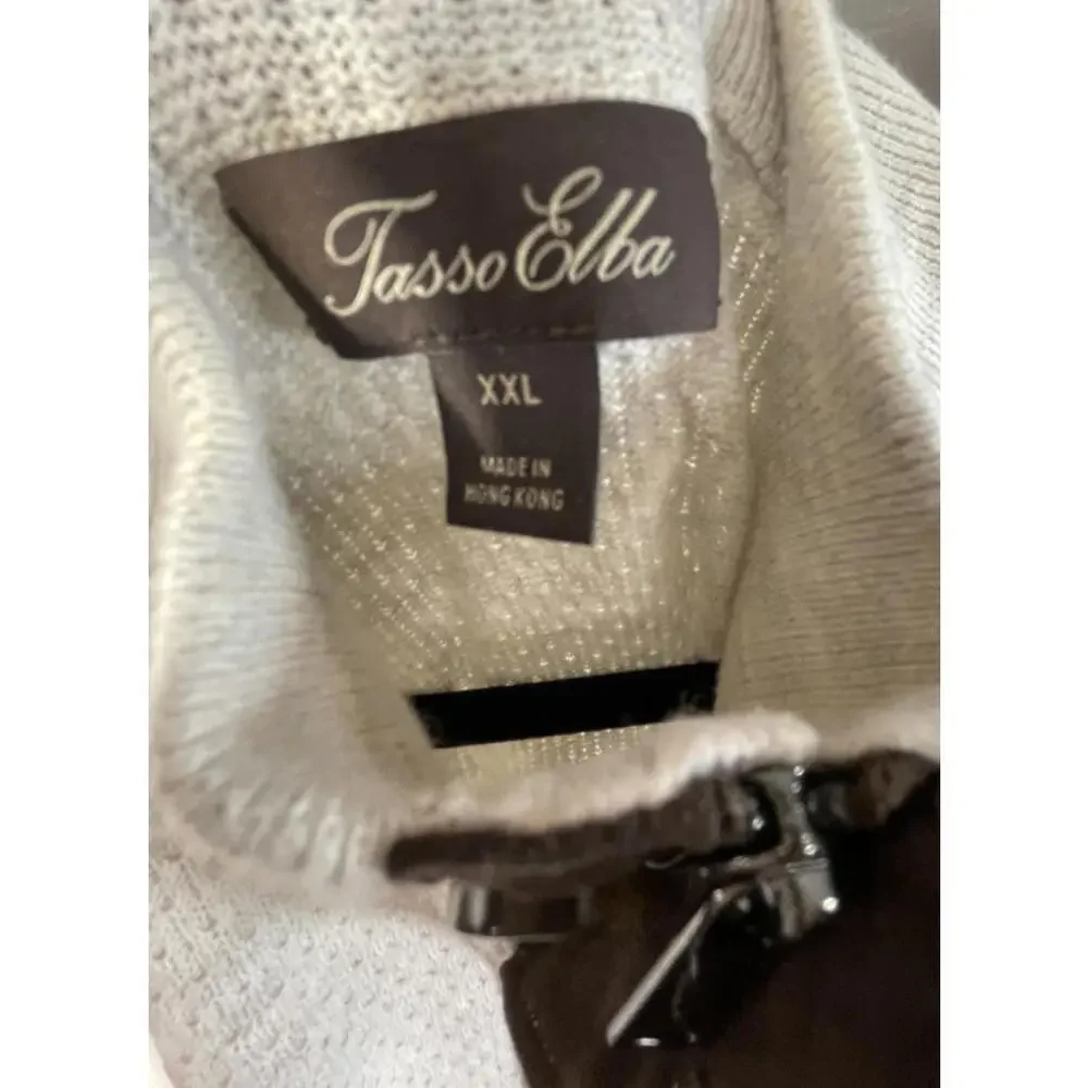 Tasso Elba Men's 1/4-Zip Lightweight Pullover Sweater Cream/Beige Sz XXL
